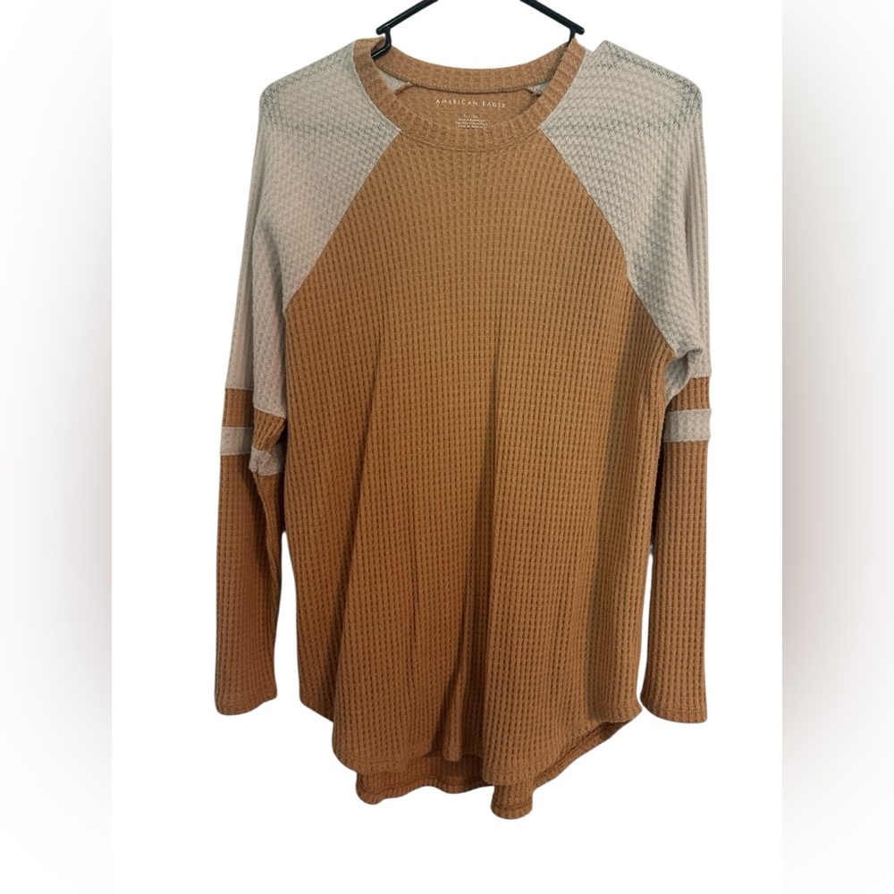 American Eagle Outfitters Tan Waffle Knit Top